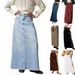 Losse, casual zomer denim rok dames midi rok katoenen rechte pijp jeans rok comfortabele ademende zomer rok_voghion.com
