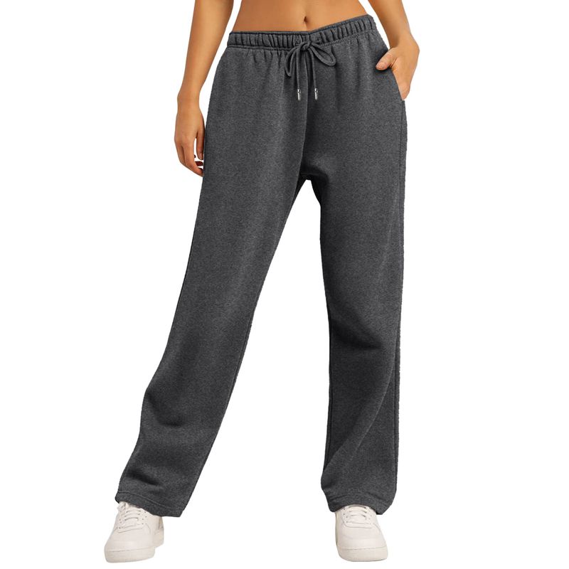 Pantaloni della tuta unisex foderati in pile, comodi e comodi, per uomo e donna, vita alta con coulisse, tessuto in morbida maglia, pantaloni casual in tinta unita_voghion.com