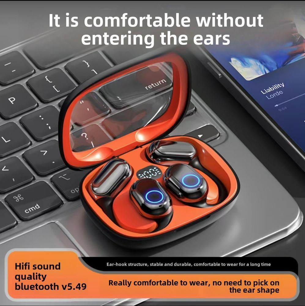 New Hanging Ear Wireless Bluetooth Headset Open Not Into The Ear High Sound Quality Ultra-long Life Noise Reduction_voghion.com