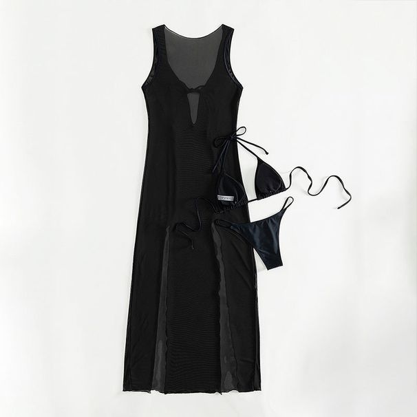 2023 neuer dreiteiliger Bikini-Badeanzug mit hängendem Hals, sexy Spitzen-Mesh, halbtransparentes Badeanzug-Set_voghion.com