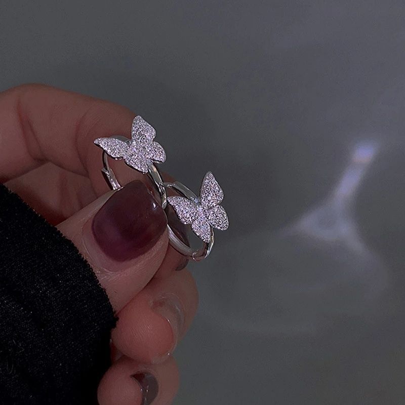 Venus Sterling Sier Newly Arrived Shiny Matte Butterfly Hoop Earrings Female Simple Charm Gorgeous Jewel_voghion.com