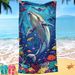 Turtle striped beach absorbent towel, ultra-fine fiber digital printed striped beach towel, pineapple bath towel_voghion.com