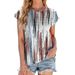 2025 Spring/Summer New Printed Striped Round Neck Loose Short Sleeve T-shirt Top For Women_voghion.com