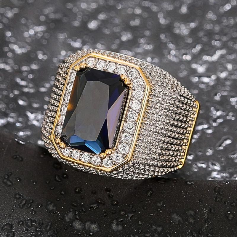 Casual Fashion Luxury Men's Business Zircon Domineering Square Luxury Men's Ring Obsidian Hip Hop Punk Street Rock Personality Ring Jewelry_voghion.com