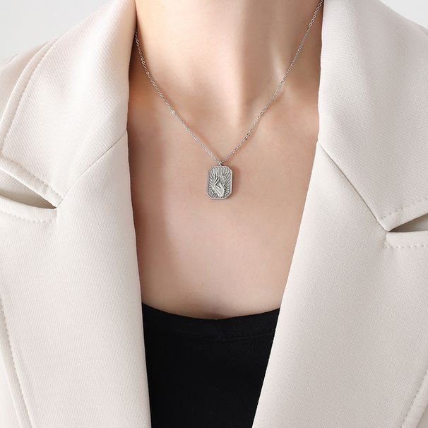 Gioielli in acciaio al titanio di alta qualità, personalizzati, con ciondolo quadrato in rilievo, con gesto lunare, accessori per collana_voghion.com