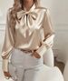 Elegante Satinbluse mit Fliegedetail – Langärmliges Damenhemd für Herbst & Winter, Büro & Freizeit (Schwarz, Khaki, Pink, Weiß)_voghion.com