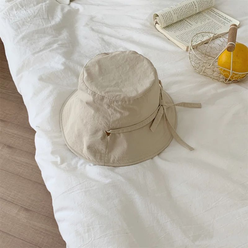 Cappello da pescatore coreano alla moda, da donna, con lacci, a tesa larga, antivento, con cinturino e parasole anti-UV_voghion.com