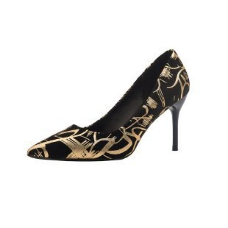 Scarpe con tacco alto in seta ricamata da donna, nuove alla moda, con punta singola, stiletto, abbinate ai colori_voghion.com