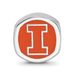 Sterling Silver Rhodium-plated LogoArt University Of Illinois Double Logo Enameled Bead_voghion.com