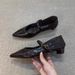 Sheepskin Version ~ French Elegant Simple Mary Jane Socialite Style Pointed Toe Shallow Mouth Single Strap Women's Shoes_voghion.com