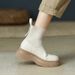 Thick Soled Short Boots Soft Leather New Round Head Autumn And Winter British Style Zipper All Match Heightened Socks Boots Knitted Casual_voghion.com
