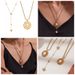 Gold Plated Initial Necklace Set, Personalized Letter Pendant Necklaces With Oval Shell Inlay, Custom Daily & Gift Jewelry Collection_voghion.com