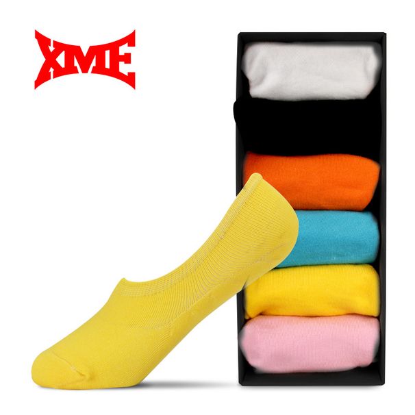 Unsichtbare Damensocken aus Baumwolle in Volltonfarbe, lässig, Boot-Form, 6 Paar, Geschenkbox_voghion.com