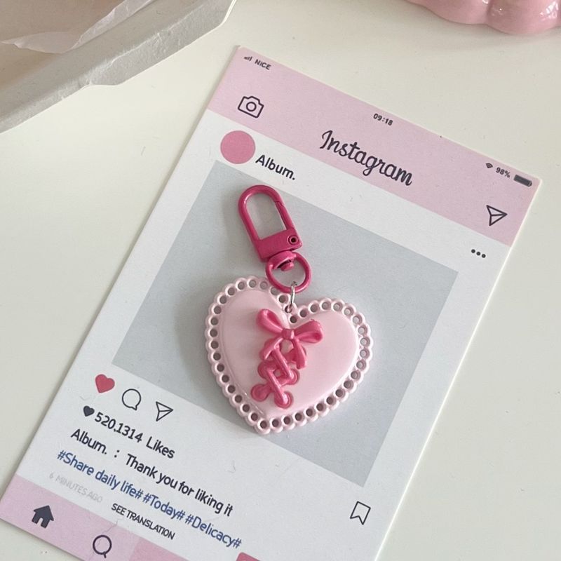 Llavero con pentagrama de niña dulce, bonito lazo, colgante para novias, accesorios_voghion.com
