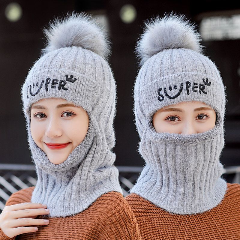 Hat for women in winter, plush and thick insulation, winter cycling, cold ear protection, knitted wool hat,_voghion.com