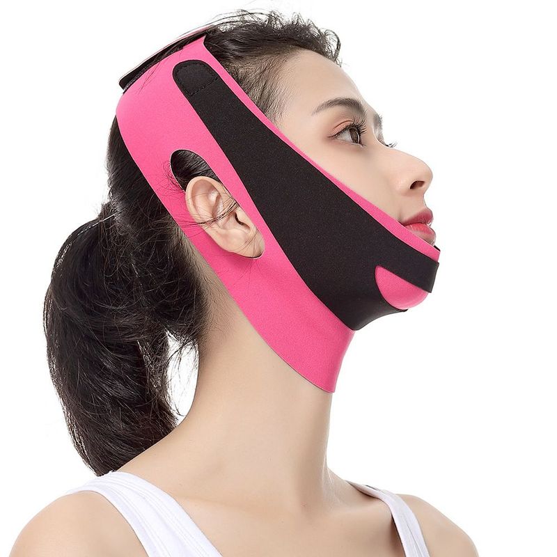 1 bandage élastique amincissant pour le visage, ligne en V, pour femmes, rehausseur de menton et de joues, sangle anti-rides, outil de soins de la peau_voghion.com