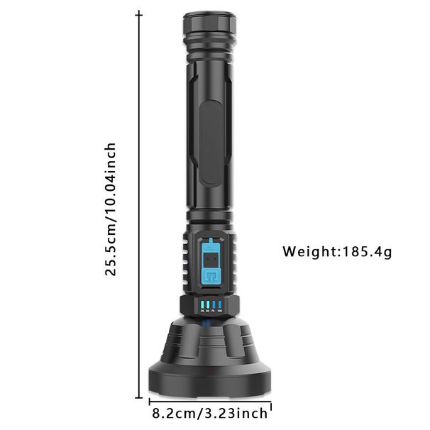 Plastmasas zibspuldze USB uzlādes LED īpaši spilgts mājas pārnēsājams āra liela attāluma apgaismojuma lukturītis_voghion.com