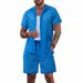 Completo estivo da uomo con camicia e pantaloncini trasparenti hawaiani da spiaggia, dal design esagerato e nuovo_voghion.com