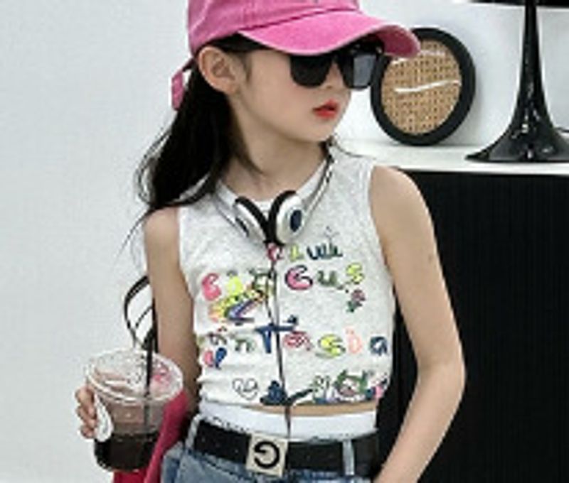 Mother & Kids Girls hot diamond letter denim straight pants summer thin 2024 new big children fashionable summer trousers_voghion.com