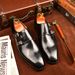 Dobbeltspænde Mengke Goodyear Suit One Foot Square Toe Håndlavede Lædersko, Herre_voghion.com
