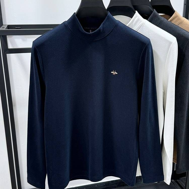 Premium Double-Layer Fleece Sweatshirt For Men – Slim-Fit Thermal Base Layer With Brushed Micro Velvet Interior, Semi-Turtleneck Winter Pullover_voghion.com