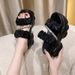 Sandales compensées pour femmes, nouvelle mode coréenne d'été, bout ouvert, une bride, pantoufles de plage d'extérieur tendance_voghion.com