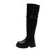 2025 Autumn Winter New Small Size Leg Knight Black Thick Sole High Long Boots For Women_voghion.com