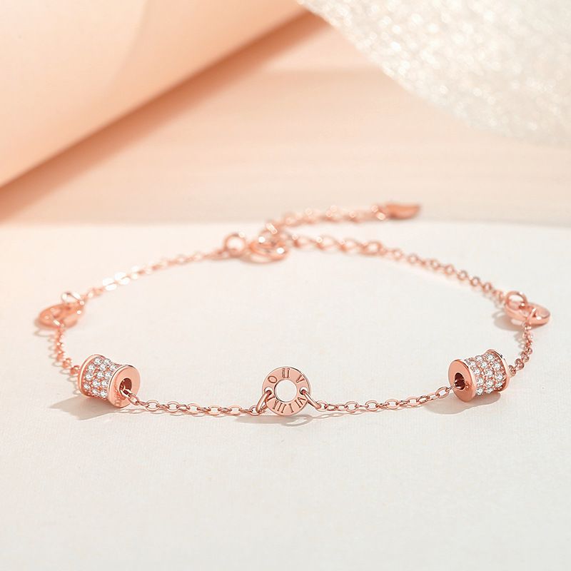 Jin Hongyu Roman Digital Waist Bracelet Women's Pure Silver Simple Rose Gold Instagram Small and High end Handicraft_voghion.com
