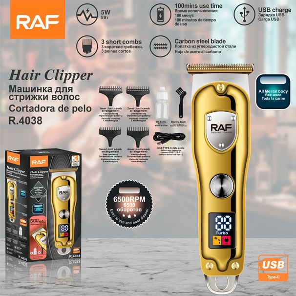 Cortadora de pelo multifuncional de colores brillantes RAF, juego de corte de pelo, cortadora eléctrica, interfaz USB_voghion.com