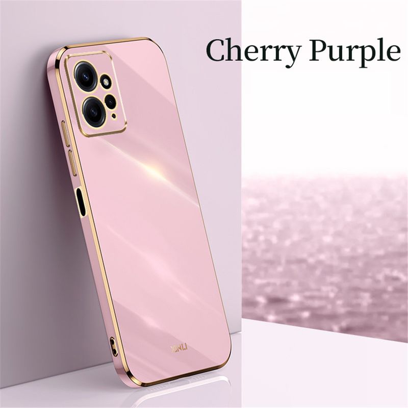 Square Plating Frame Silicone Case For Xiaomi Redmi Note 12 4G Redmy Note12 RedmiNote 12 Camera Shockproof Bumper Cover Fundas_voghion.com