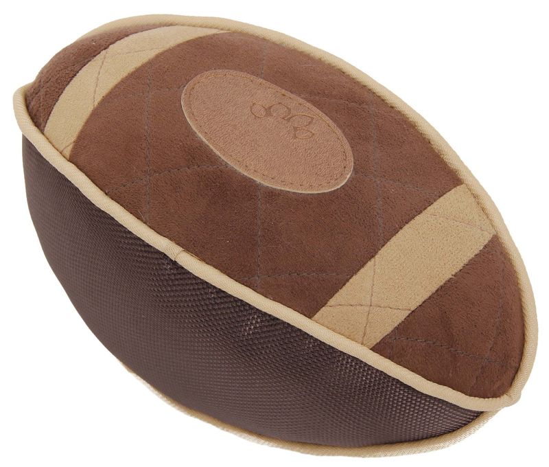 Pet Life 'Pugskin' Durable Oxford Nylon and Mesh Plush Squeaky Football Dog Toy_voghion.com