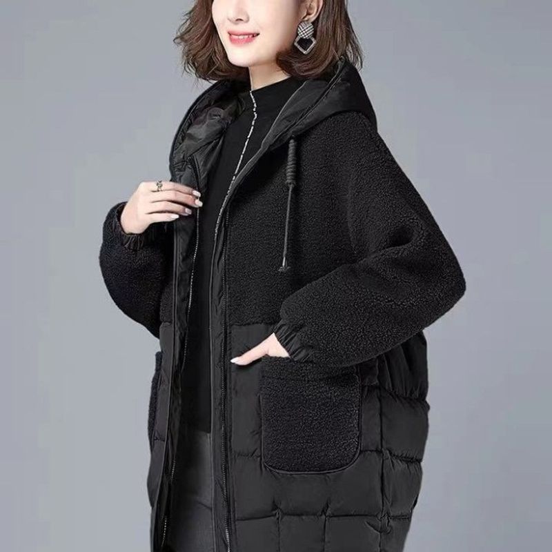 ​​Women’s Oversized Winter Coat – Thickened Cotton Puffer Jacket With Faux Shearling (L-4XL) – Warm & Stylish Cold-Weather Essential​​_voghion.com