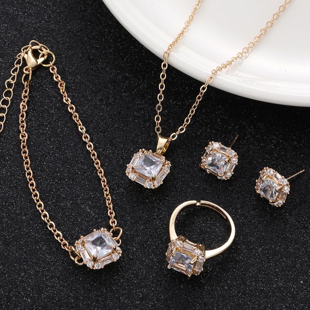 Set di gioielli da donna, cinque pezzi, con orecchini pendenti in zircone, collana, anello e bracciale, regalo per appuntamenti_voghion.com
