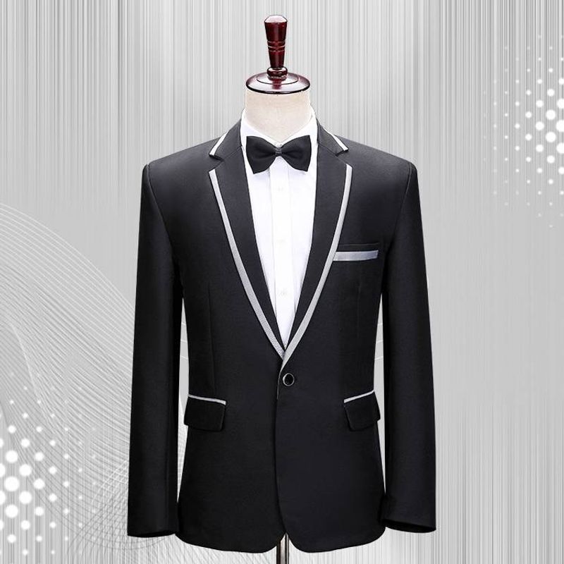 Herrenbekleidung Weiße Anzugjacke Sänger Host Hochzeitsanzug Klavierauftritt Kostüm Chorkostüm_voghion.com