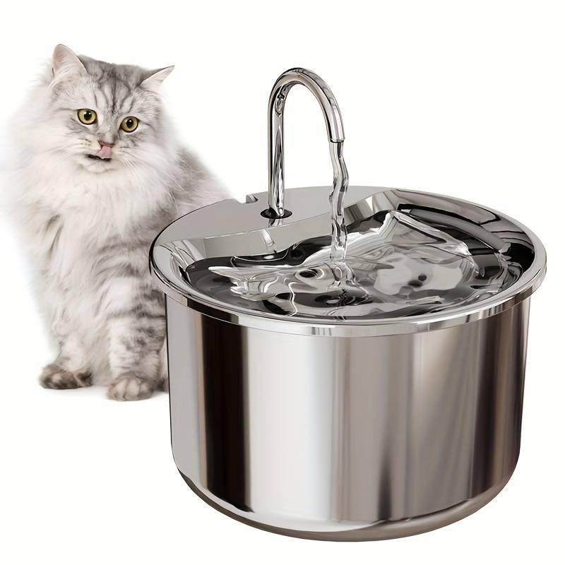 Bebedero automático para mascotas de acero inoxidable | Dispensador de agua silencioso para perros y gatos con alimentación por USB y recipiente antisalpicaduras, 2,5 l de gran capacidad_voghion.com