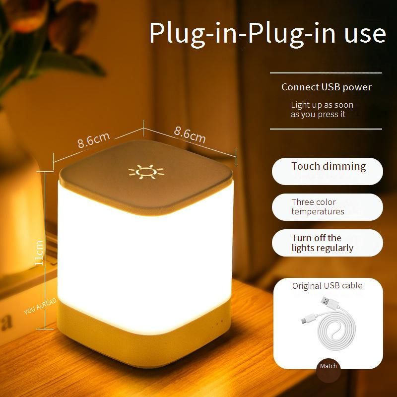 Wiederaufladbares Nachtlicht fürs Schlafzimmer – tragbare und dimmbare augenschonende LED mit 3 Farbmodi (USB-Ladefunktion, Touch-Steuerung)​​_voghion.com