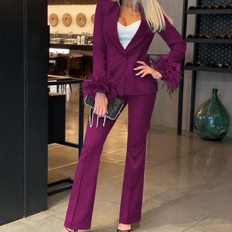 Featherweight Office Suit Set – Stretch Polyester Blazer & Trousers With 4-Way Mobility (S-XXL, Solid Colors, Button Detail, Commuter Essential)​_voghion.com