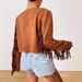 Autumn Women's Short Solid Color Loose Street Style Fringe Jacket_voghion.com