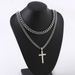 Hip Hop Stainless Steel Men's Twist Double Layer Cuban Chain Cross Non-Fading Necklace For Men_voghion.com
