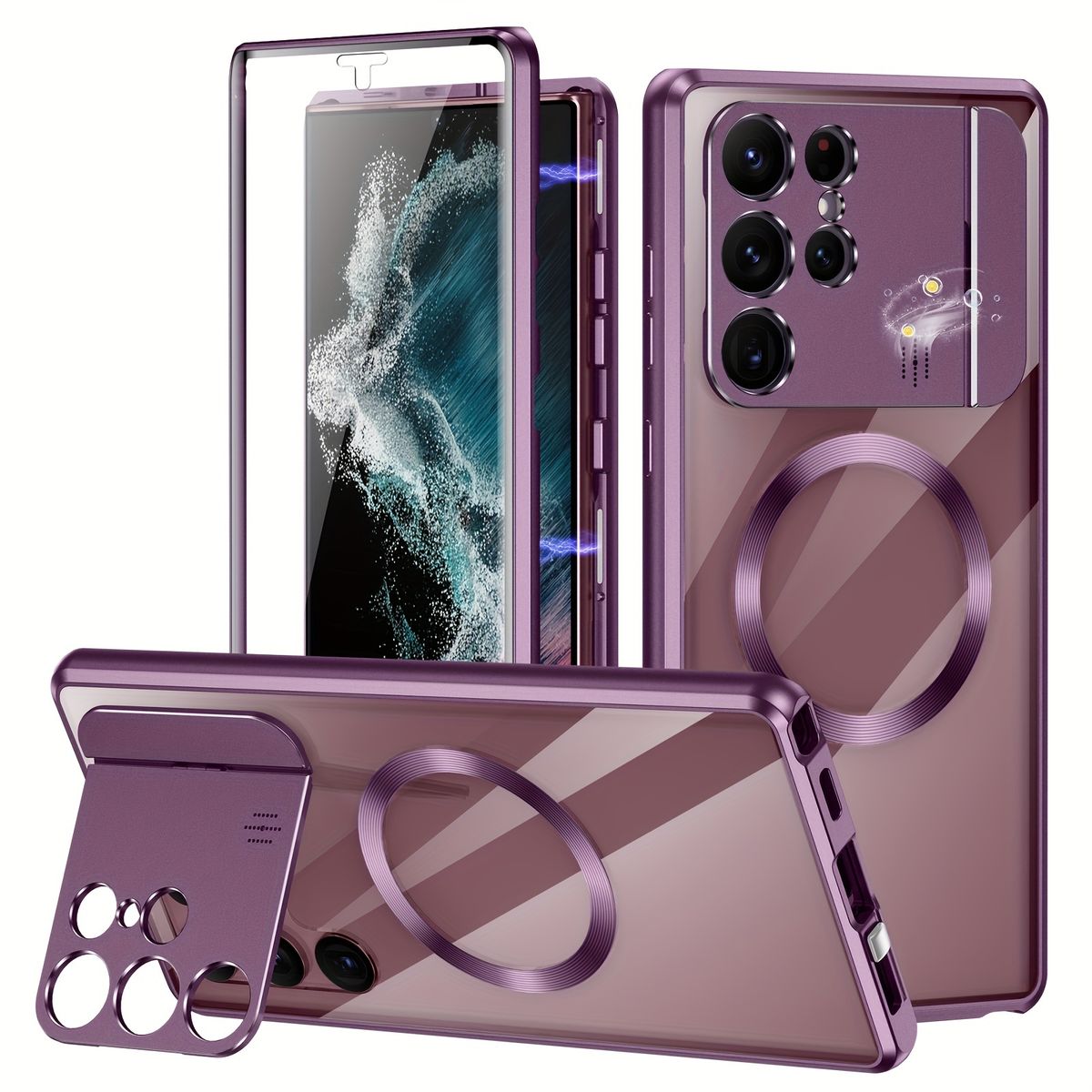 For Galaxy S23 Ultra phone case, magsafe Aromatherapy foldable stand protective Galaxy S23 Ultra case_voghion.com