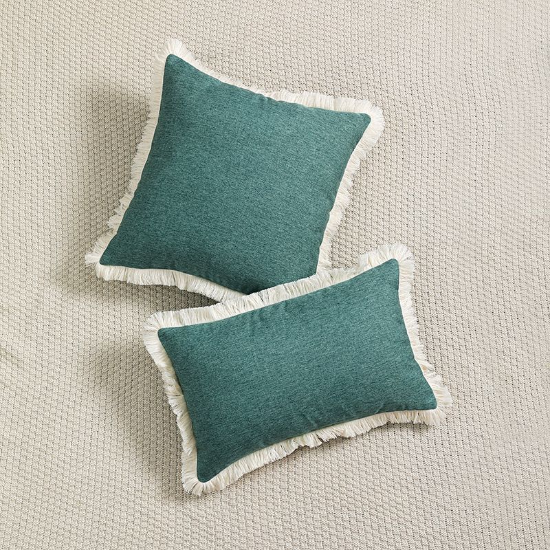 Copricuscino decorativo per divano in cotone e lino colorato con nappa, modello di decorazione per la casa in stile nordico_voghion.com