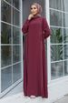 Vestido abaya con costuras de diamantes en la cintura para mujer_voghion.com