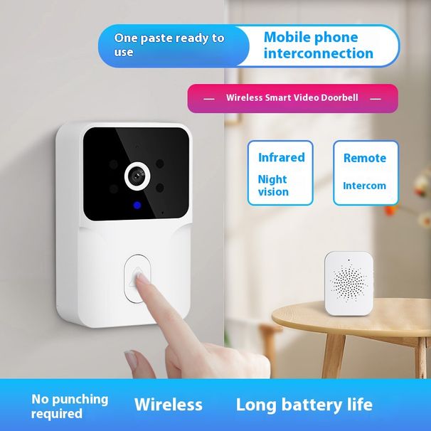 Inteligentny wideodomofon Wi-Fi z 38 dzwonkami i aplikacją Tuya – zasilany bateryjnie, do użytku wewnątrz pomieszczeń, dwukierunkowy dźwięk HD, detekcja ruchu (biały)_voghion.com