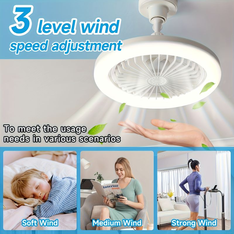 Ventilateur de plafond 10 pouces avec éclairage LED - Télécommande, 3 modes de couleur, fonctionnement silencieux pour chambre, chambre d'enfant et salon (blanc)_voghion.com