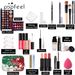 Weihnachts-Make-up-Set: Komplettes Gesichts-Make-up-Set mit Lidschatten, Lipgloss, Eyeliner, Schminkpinseln, Kosmetiktasche und Make-up-Produkten_voghion.com