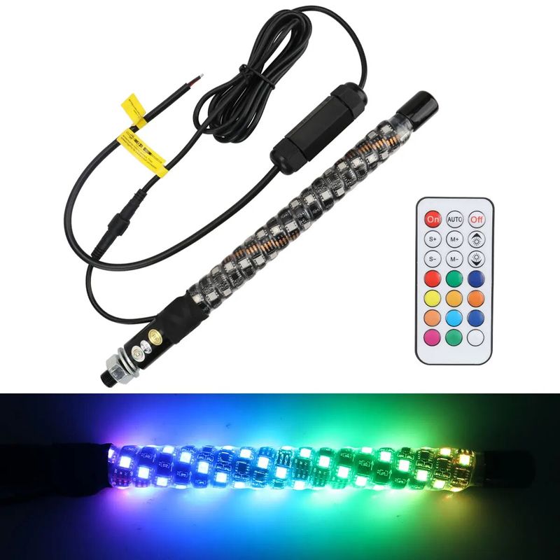 IN 1 30CM Symphony RGB Neon Ambient Decor Whip Light Remote Control Flagpole Antenna Whips For UTV Off- Road Vehicle ATV_voghion.com
