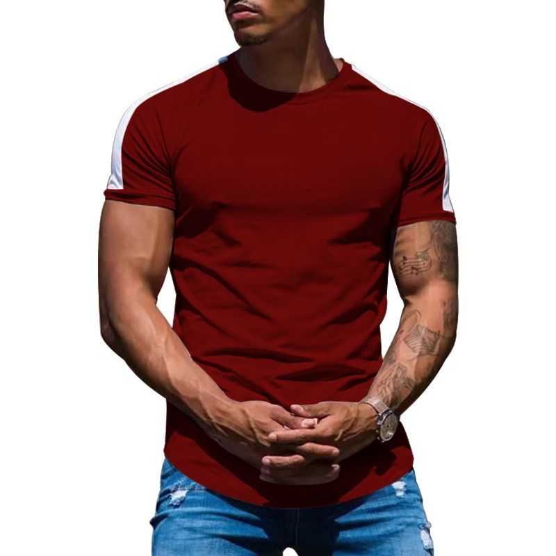 2023 Fiess deportes hombres poliéster algodón verano ocio cuello redondo camiseta entrenamiento ropa corta_voghion.com