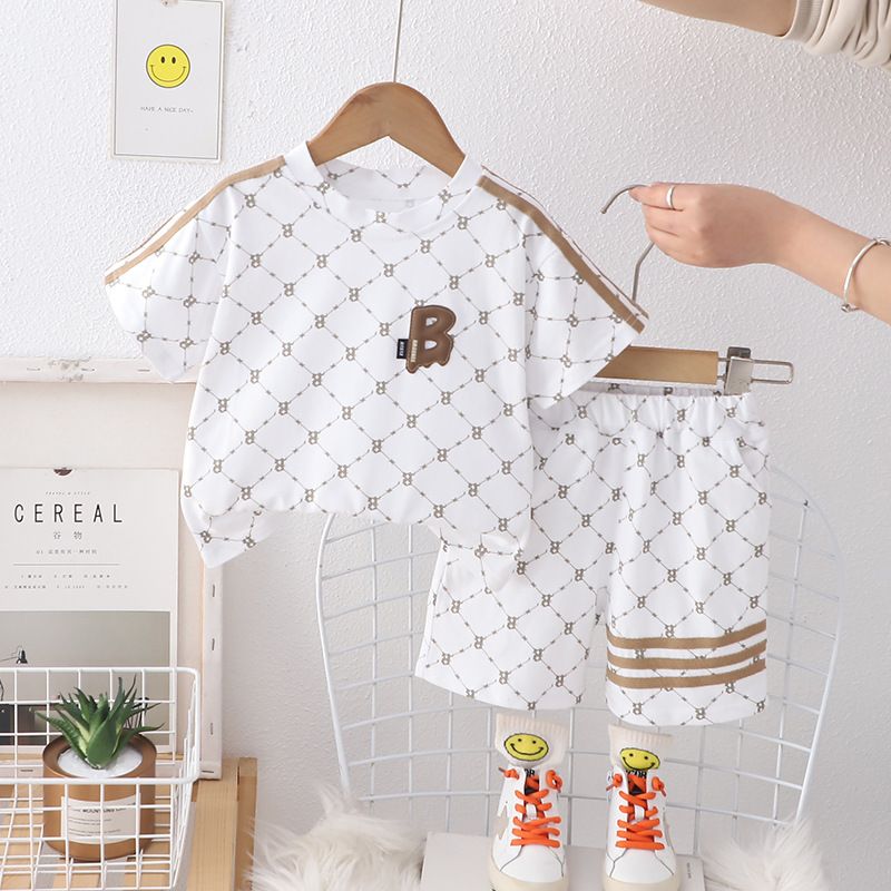 Jungen Sommer Brief Kurzarm Zweiteiler Anzug Neue Stil Kinder Baby Hübscher Sommer Dünner Anzug_voghion.com