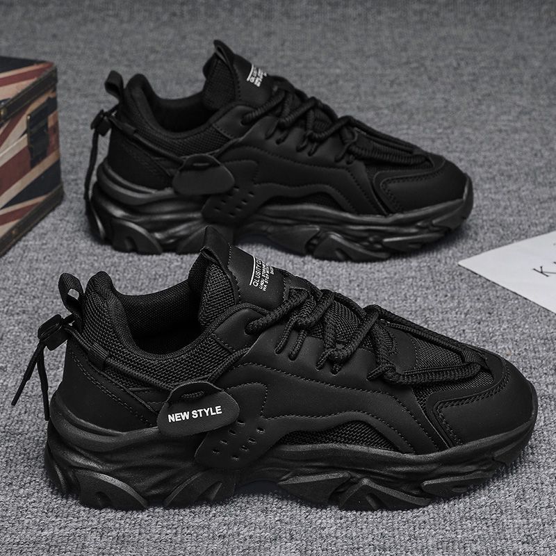 Herren Sommer Atmungsaktiv Neue Casual Schwarz Sport Mesh Dicke Sohle Erhöhen Daddy Arbeit Sicherheitsschuhe_voghion.com