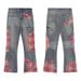 Herrenbekleidung Amerikanische Retro-Spitzen-Patchwork-Rippendesign-gerade Jeans Herrenmodemarke lockere Distressed-Hose mit weitem Bein_voghion.com